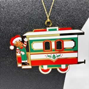 Reed & Barton 24K Gold Plated Christmas Train/Elf  Ornament